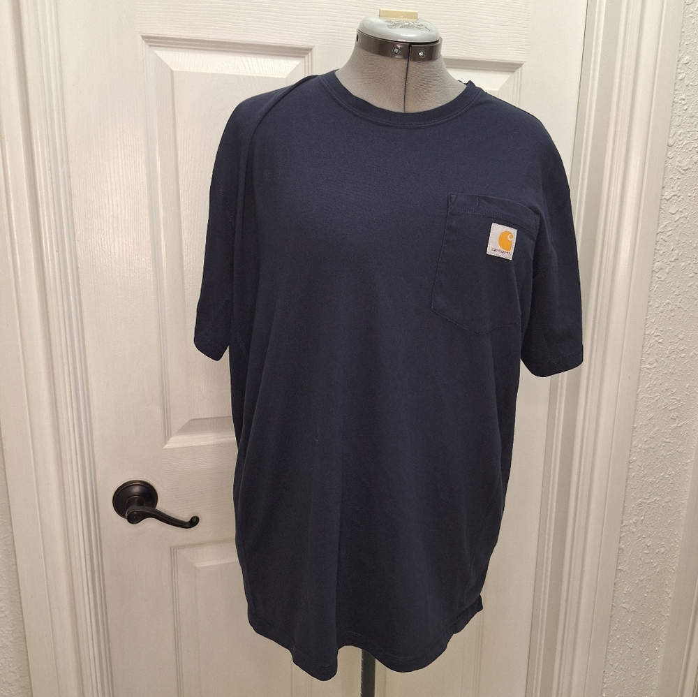 Carhartt Navy Blue Pocket T-Shirt - Picture 3 of 11